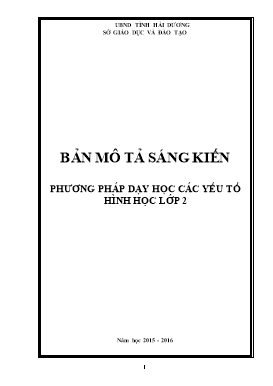 Sáng kiến kinh nghiệm Phương pháp dạy học các yếu tố hình học lớp 2 - Hoàng Thị Phượng