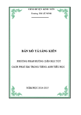 Sáng kiến kinh nghiệm Phương pháp hướng dẫn học tốt cách phát âm trong tiếng anh tiểu học