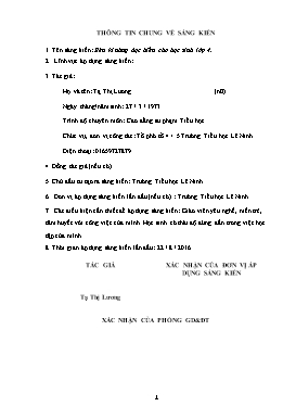 Sáng kiến kinh nghiệm Rèn kĩ năng đọc hiểu cho học sinh lớp 4