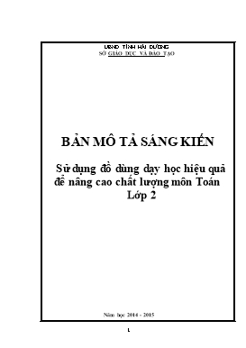 Sáng kiến kinh nghiệm Sử dụng đồ dùng dạy học hiệu quả để nâng cao chất lượng môn Toán Lớp 2