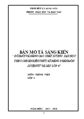 SKKN Đổi mới và nâng cao chất lượng dạy học theo chuẩn kiến thức kĩ năng phân môn luyện từ và câu lớp 4