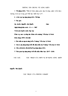 SKKN Một số biện pháp giáo dục kĩ năng phát triển theo hướng tích cực trong giờ Thể dục khối lớp 4, 5