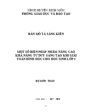 SKKN Một số biện pháp nhằm nâng cao khả năng tư duy sáng tạo khi giải toán hình học cho học sinh lớp 5