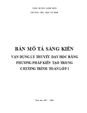 SKKN Vận dụng lý thuyết dạy học bằng phương pháp kiến tạo trong chương trình Toán 1