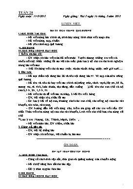 Thiết kế bài dạy lớp 5 - Tuần 28 Năm học 2014-2015