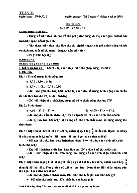 Thiết kế bài dạy lớp 5 - Tuần 31 Năm học 2014-2015