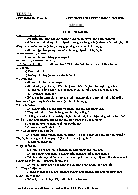 Thiết kế bài dạy lớp 5A - Tuần 31 Năm học 2016-2017 - Nguyễn Thị Thanh Loan