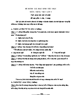Đề đánh giá học sinh Tiểu học môn Tiếng Việt Lớp 5 - Luyện Thị Hồng Minh (Có hướng dẫn chấm)