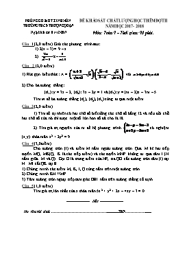 Đề khảo sát chất lượng học thêm đợt 2 môn Toán Lớp 9 - Năm học 2017-2018 - Trường Tiểu học Thượng Quân (Có hướng dẫn chấm)