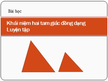Bài giảng Toán Lớp 8 - Bài 4: Khái niệm hai tam giác đồng dạng. Luyện tập