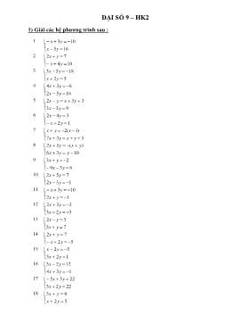 Bài tập ôn tập Đại số 9 - Hệ phương trình