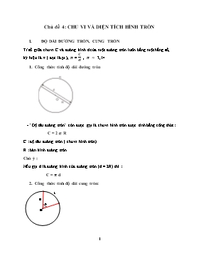 Bài tập ôn tập Toán Lớp 9 - Chủ đề 4: Chu vi và diện tích hình tròn
