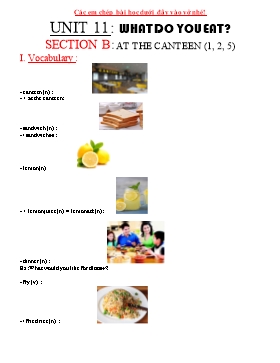 Giáo án Tiếng Anh Lớp 6 - Unit 11,Part B: At the canteen (1,2,5)