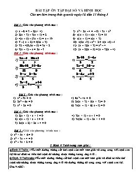 Bài tập ôn tập đại số và hình học môn Toán Lớp 8