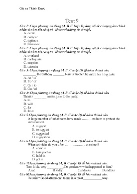 Bài Test English 9 - Test 9