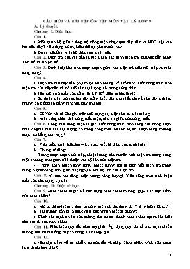 Câu hỏi và bài tập ôn tập môn Vật lý Lớp 9