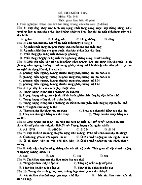 Đề kiểm tra 1 tiết môn Vật lý Lớp 8