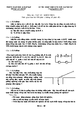 Đề thi chọn học sinh giỏi cấp huyện môn Vật lý Khối THCS - Năm học 2014-2015- Phòng GD&ĐT Huyện Mỹ Xuyên (Có đáp án)