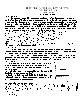 Đề thi chọn học sinh giỏi cấp huyện môn Vật lý Lớp 9 - Năm học 2017-2018 - Phòng GD&ĐT Hậu Lộc (Có đáp án)