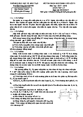 Đề thi chọn học sinh giỏi môn Vật lý Lớp 9 - Năm học 2017-2018 - Phòng GD&ĐT Huyện Thạch Thành (Có đáp án)