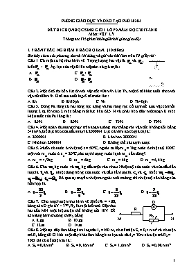 Đề thi chọn học sinh giỏi môn Vật lý Lớp 9 - Năm học 2017-2018 - Phòng GD&ĐT Phù Ninh (Có đáp án)