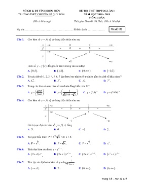 Đề thi thử THPT Quốc gia môn Toán (Lần 1) - Mã đề 132 - Năm học 2018-2019 - Trường THPT Chuyên Lê Quý Đôn