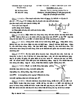 Đề thi tuyển sinh vào 10 THPT chuyên Lam Sơn môn Vật lý - Sở GD&ĐT Thanh Hóa (Có đáp án)