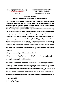 Đề thi tuyển sinh vào Lớp 10 THPT Chuyên KHTN môn Vật lý - Đề dự bị - Trường Đại học Khoa học Tự nhiên, Đại học Quốc gia Hà Nội (Có đáp án)