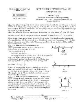 Đề thi tuyển sinh vào Lớp 10 THPT chuyên Lam Sơn môn Vật lý - Sở giáo dục và đào tạo Thanh Hóa (Có đáp án)