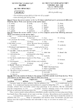Đề thi tuyển sinh vào Lớp 10 THPT môn Tiếng Anh - Mã đề 01 - Năm 2018-2019 - Sở GD&ĐT Hà Tĩnh (Có đáp án)