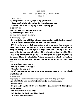 Giáo án Đạo đức Lớp 1 - Tiết 1, Bài 3: Học tập, sinh hoạt đúng giờ