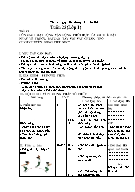 Giáo án Giáo dục thể chất Lớp 1 - Tuần 23 - Năm học 2020-2021