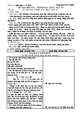 Giáo án học kì 2 Đại số Lớp 9 (Theo phương pháp mới)  - Năm học 2018-2019