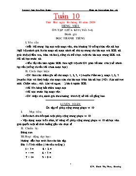 Giáo án Lớp 1 (Buổi chiều) - Tuần 10 - Năm học 2020-2021 - Đinh Thị Thúy Hương