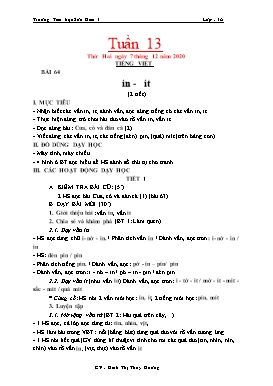 Giáo án Lớp 1 (Buổi chiều) - Tuần 13 - Năm học 2020-2021 - Đinh Thị Thúy Hương