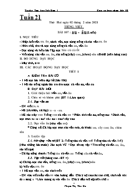 Giáo án Lớp 1 (Buổi chiều) - Tuần 21 - Năm học 2020-2021 - Phạm Thị Thu Hà