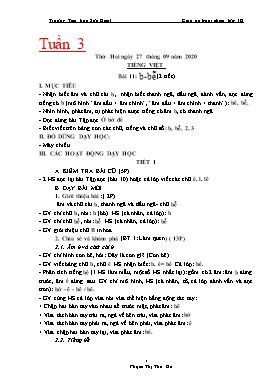 Giáo án Lớp 1 (Buổi chiều) - Tuần 3 - Năm học 2020-2021 - Phạm Thị Thu Hà