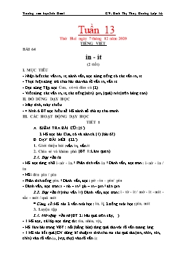 Giáo án Lớp 1 (Buổi sáng) - Tuần 13 - Năm học 2020-2021 - Đinh Thị Thúy Hương