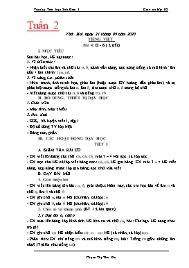 Giáo án Lớp 1 - Tuần 2 - Năm học 2020-2021 - Phạm Thị Thu Hà