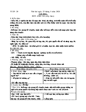 Giáo án Lớp 4 - Tuần 20 - Năm học 2020-2021