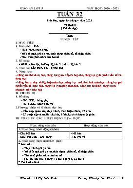 Giáo án Lớp 5 - Tuần 32 - Năm học 2020-2021 - Lê Thị Thái Hoàn