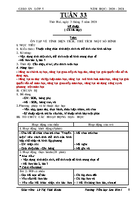Giáo án Lớp 5 - Tuần 33 - Năm học 2020-2021 - Lê Thị Thái Hoàn