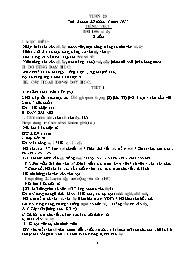 Giáo án Tổng hợp Lớp 1 - Tuần 20 - Năm học 2020-2021