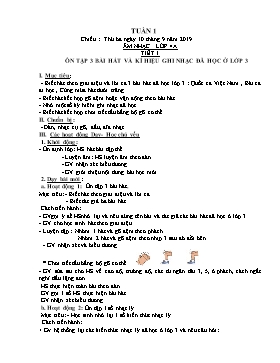 Giáo án Âm nhạc Khối Tiểu học - Tuần 1 - Năm học 2019-2020