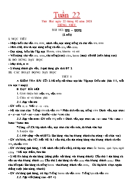 Giáo án Các môn Lớp 1 - Tuần 22 - Năm học 2020-2021