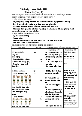 Giáo án Giáo dục thể chất Khối Tiểu học - Tuần 14 - Năm học 2020-2021