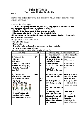 Giáo án Giáo dục thể chất Lớp 1 - Tuần 16 - Năm học 2020-2021