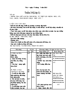 Giáo án Giáo dục thể chất Lớp 1 - Tuần 25 - Năm học 2020-2021