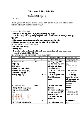 Giáo án Giáo dục thể chất Lớp 1 - Tuần 32 - Năm học 2020-2021