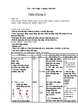 Giáo án Giáo dục thể chất Lớp 1 - Tuần 33 - Năm học 2020-2021